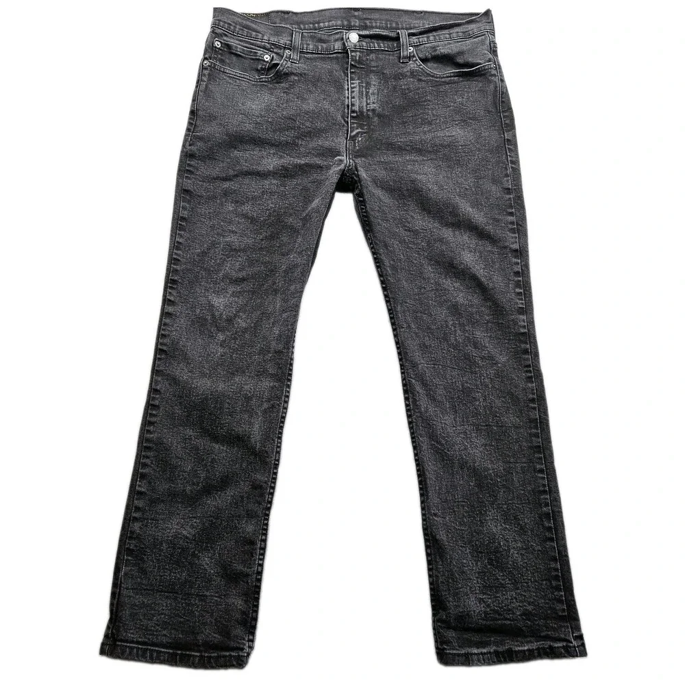 Levi's 514 Straight Fit Jeans Mens 38x30 Black Stretch Mid Rise Grunge Punk